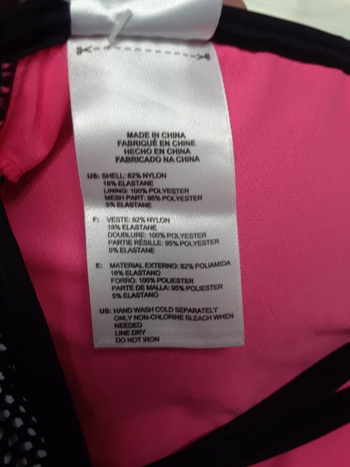 Sujetador deportivo ADIDAS con almohadillas extraíbles, NEGRO Y ROSA INTENSO talla 16 *Nuevo con etiquetas Foto 3 de 3