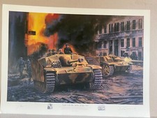 Image of defence Berlin  military Art Print STUG assault gun Ace Georg Bose signed
