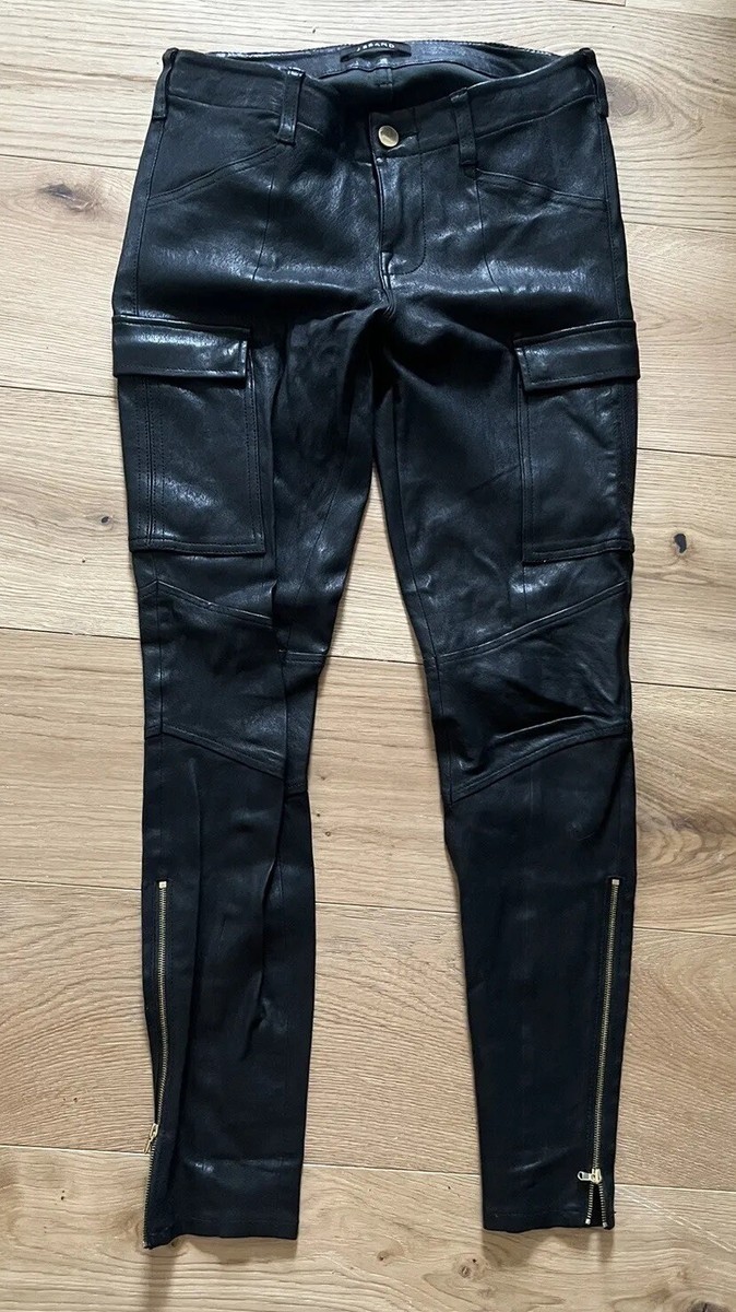 J Brand Houlihan black low-rise skinny cargo leather pants
