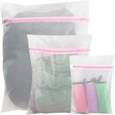 3X Mesh Laundry Zipped Wash Bag Washing Machine Net Bag For Socks Underwear