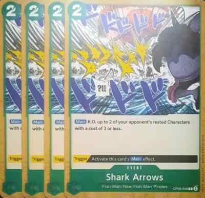 One Piece TCG English 4x Playset of OP06-040 Shark Arrows Green Event NM
