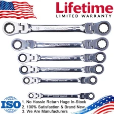 Double Box End Ratcheting Wrench 6PCS Metric Universal Flexible Head Auto Flex