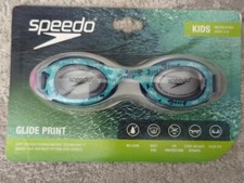 Speedo Kids Glide Print Goggle - Teal Fishbone - Ages 3-8, One Size