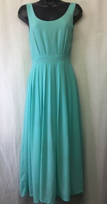 Women's Sleeveless Dress Teal Gathered Waist Tie Belt Size 4                 Z10