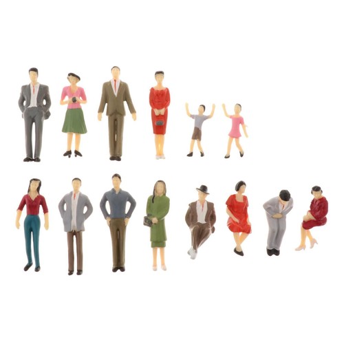 14pcs Model Trains 1:30 Painted Figures G SCALE People Standing, Sitting - Picture 2 of 5