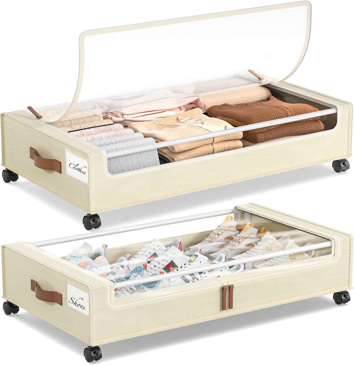 Yecaye 2-Pack Under Bed Storage Containers with Wheels for Easy Access-image