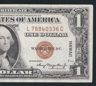 BEAUTIFUL RARE L C BLOCK 1935A $1 HAWAII NOTE!! NO PINHOLES OR TEARS
