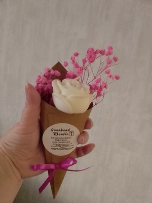 Handgefertigter Kerzen Blumenstrauß Rose aus Bio Sojawachs mit oder ohne Duft