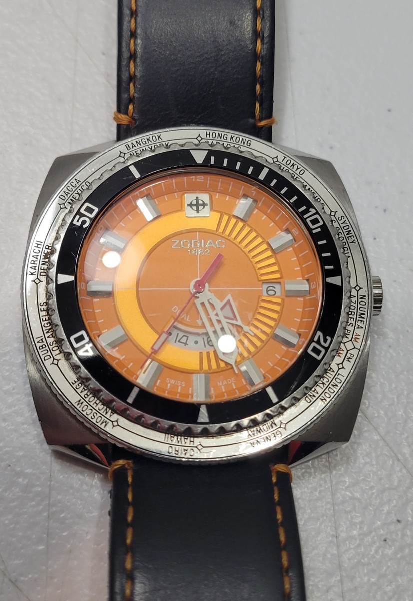 Zodiac Z03703 50mm Super Dragon World Timer Swiss Quartz Men's