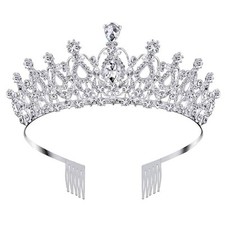 Tiara and Crown for Women Silver Rhinestone Birthday Headband Princess Tiaras...