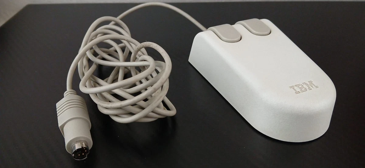 IBM 28L1864 MO09K 28L1865 White 3 Button Blue Scroll Point PS/2 Ball Mouse