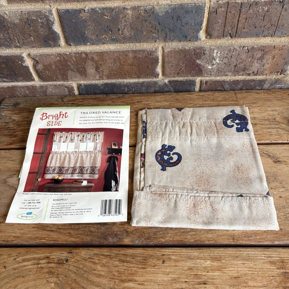 Kokopelli 3 Piece Window Treatment Tiers And Valance 60” Wide Window Vintage - Image 3 of 4