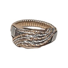 Handmade Artist Sterling Silver Gold Filled Wire Wrapped Ring Size 8.25