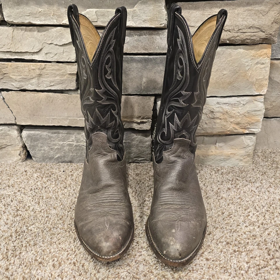 Botas vaqueras occidentales de cuero negras y verdes Dan Post de colección para hombre 10 EW Foto 3 de 4