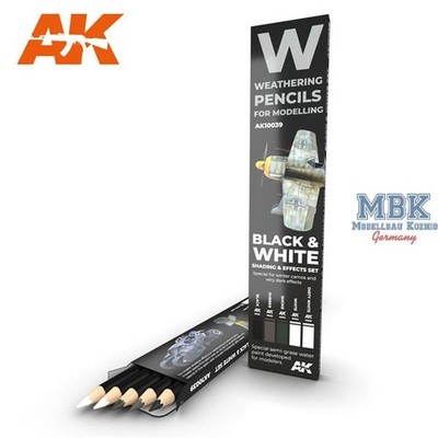 AK Interactive S.L. AK-10039 BLACK & WHITE: Shading & effects set
