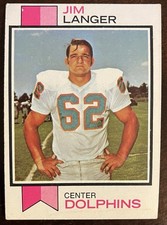 1973 Topps Jim Langer Rookie Card 341 RC MIAMI DOLPHINS HOF. rookie card picture