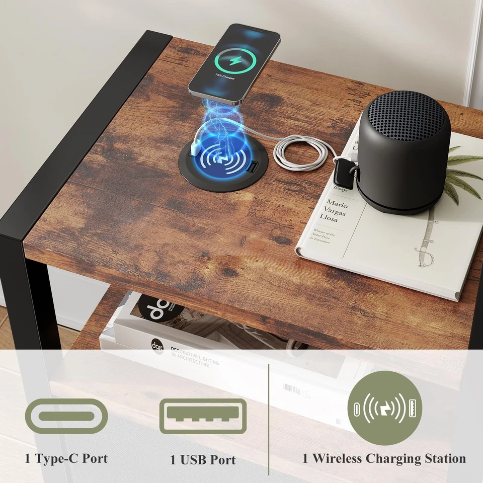 Cabecero para Cama Queen Size con 2 Mesitas de Noche, Cabecero Tamaño Completo con USB... Foto 4 de 4