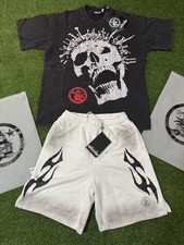 Hellstar black and white cotton shorts skater summer