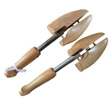 Vintage 1926 Patented Wood Shoe Trees Pair Split Toe Adjustable Size 52 Antique