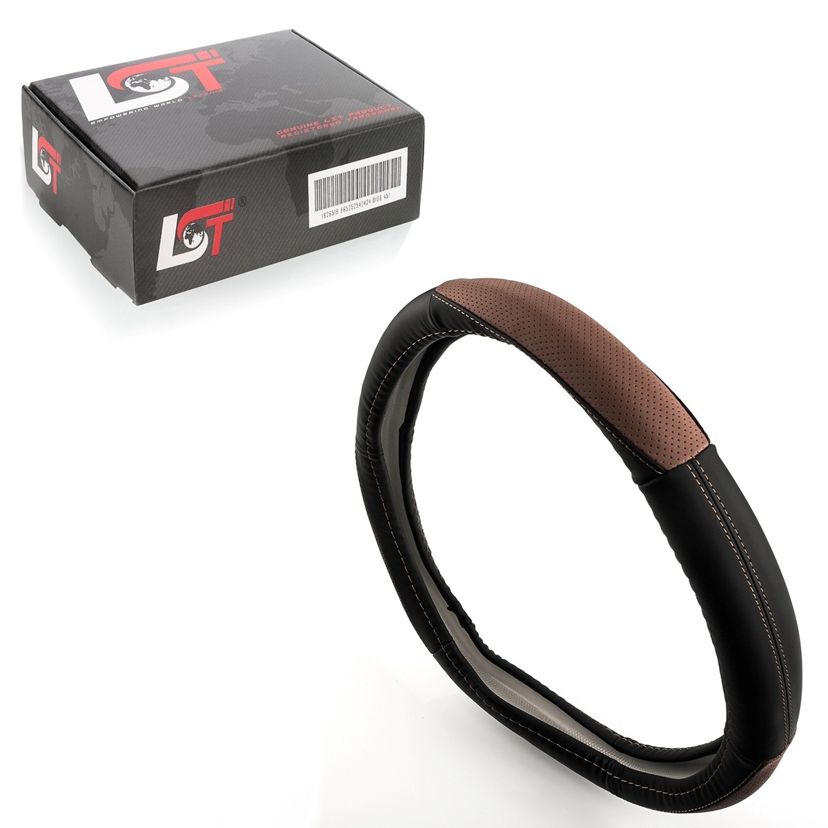 Steering Wheel Cover Ø 38X9 Cm Black Brown For AUDI A1 A3 A5 A7