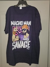 MACHO MAN RANDY SAVAGE T SHIRT PURPLE WRESTLING TEE WWE WWF WCW NWO XL