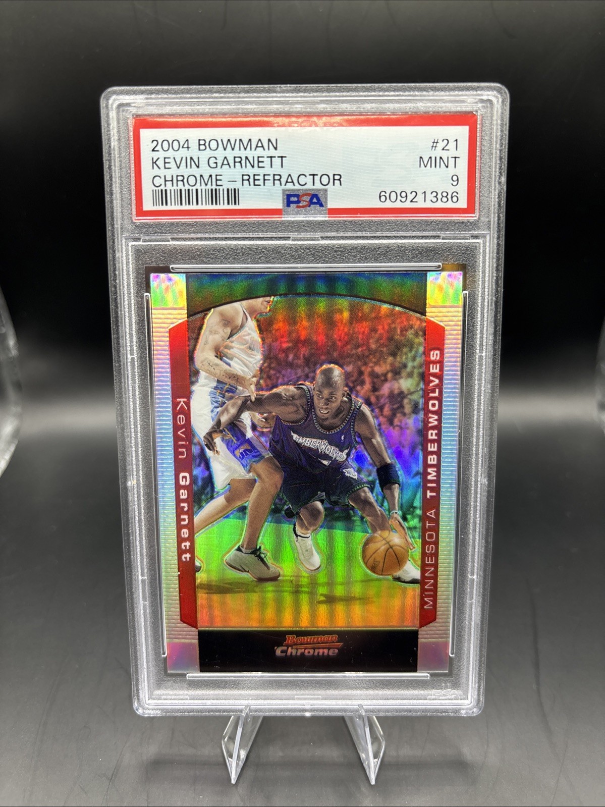 KEVIN GARNETT 2004-05 Bowman Chrome REFRACTOR #/300 TIMBERWOLVES PSA 9 #21