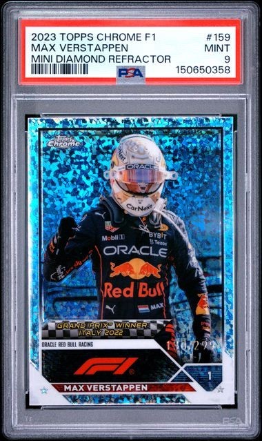 Max Verstappen 2023 TOPPS CHROME F1 MINI DIAMOND REFRACTOR #159 PSA 9 MINT