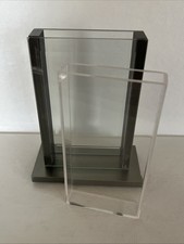Stiele Vase vertikal modern Glas Blumenvase Metallsockel Acryleinsatz 5" hoch
