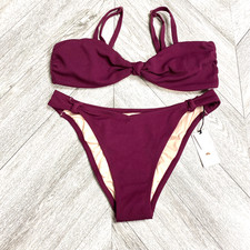 Shade  Shore Berry 2Pc Crepe High Leg Extra Cheeky Bikini Bottom Bikini Top L