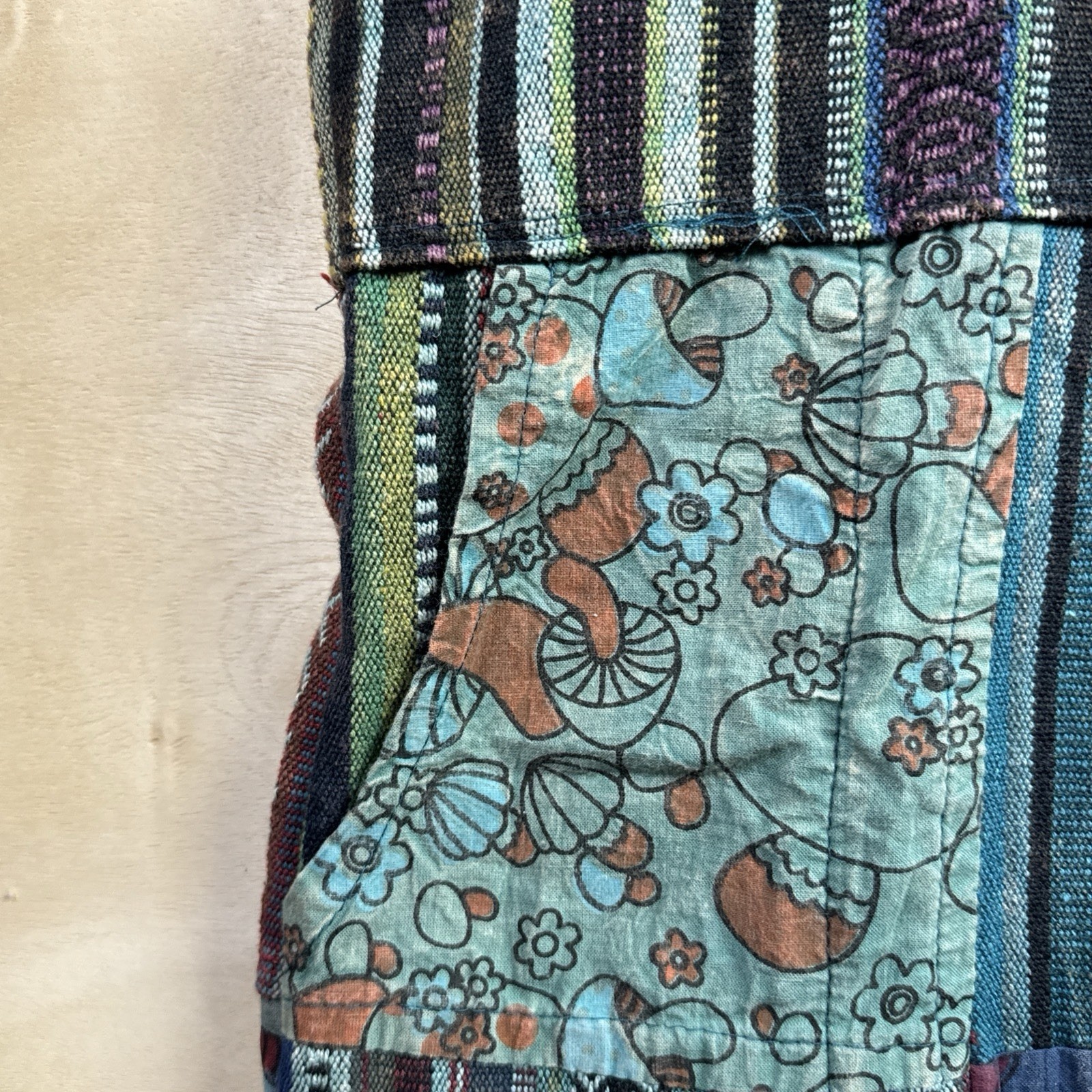 Overalls Hippie Patchwork Mushroom Kathmandu Impo… - image 6