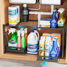 Under Sink Organizer - 2 Tier Expandable for 22" to 32" Wide Sink