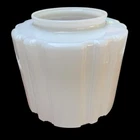 VTG 1930s Art Deco 6 Sided White Ribbed Glass Light Lamp Shade Milk Glass Globe