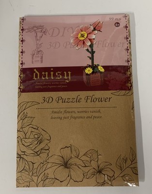 Wooden 3D Flower Model Assembly Puzzle Realistic Building Block Toy 