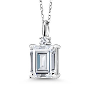 Authentic 925 Sterling Silver Gemstone Birthstone and White Diamond Pendant Necklace for