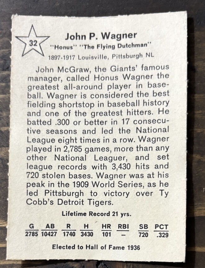 1961 GOLDEN PRESS #32 HONUS WAGNER EX view 2