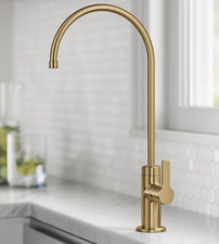 KRAUS Oletto High-Arc Single Handle Kitchen Sink Faucet in Brushed Brass