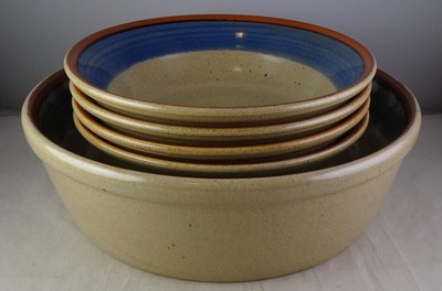 Mikasa Sand & Sea - 9'' Round Vegetable Bowl + 4 Coupe Cereal Bowls