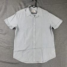 JAG Shirt Mens Size L Blue White Stripe Collar Short Sleeve Button Up Office