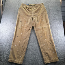 Vintage Polo Ralph Lauren Pant Mens 40x35 Brown Cotton Corduroy Chino Straight