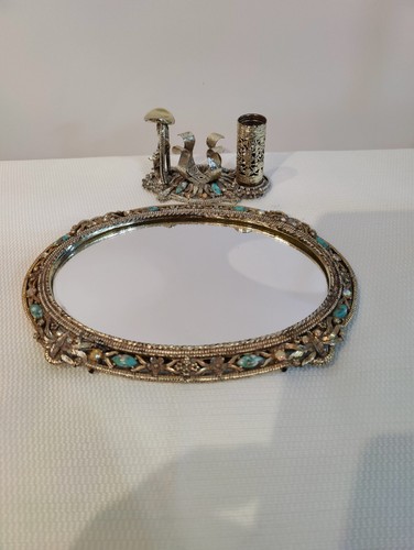 Vintage Vanity Mirror Lipstick Nail Polish Holder Sam Fink