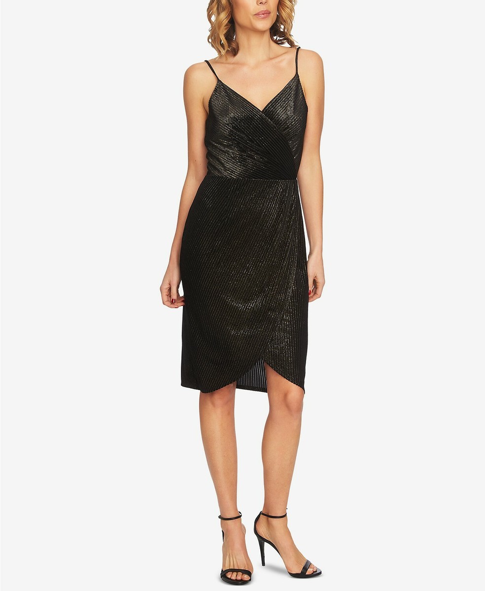 cece metallic dress CeCe Womens Sparkly Metallic Mini Slip Dress Size Medium