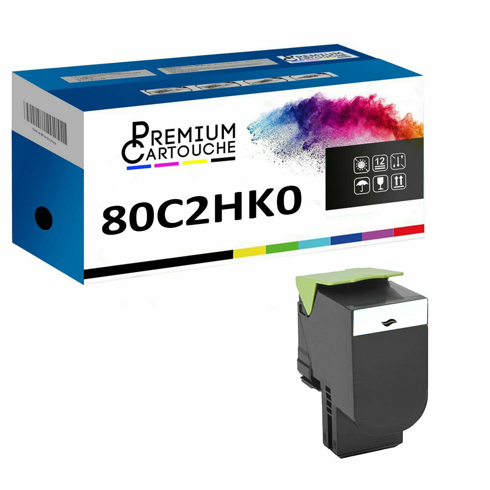 Toner 80C2HK0 noir compatible Lexmark consommable laser pour imprimante de bureau