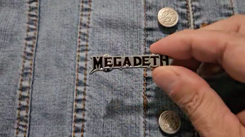 MEGADETH-LOGO METAL PIN BADGE BLACK INK - Video 1 of 1
