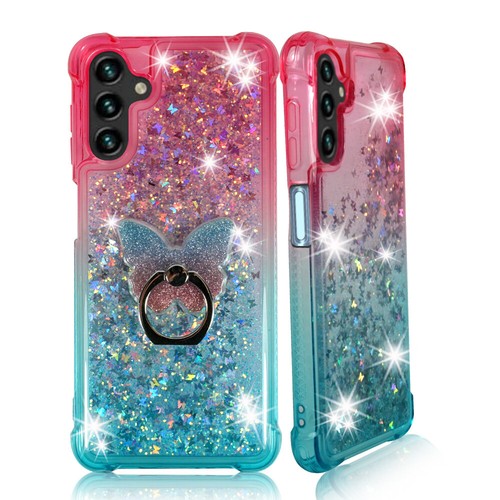 For Samsung Galaxy A54 5G 2023- Liquid Glitter Bling Case Cover Phone Ring Stand - Picture 2 of 9