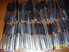 141 PIECE LOT TOTAL OF ASSORTED FLATWARE, SPOONS, KNIVES, FORKS, CHURCH SUPPLIES