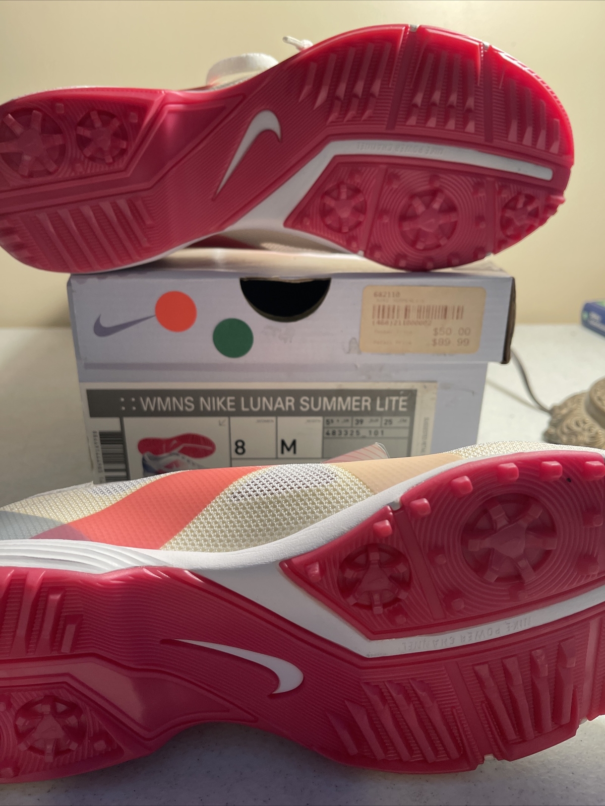 Nike Hyperfuse Lunar Golf Shoes Women's 10W Summer Lite  White Pink 483325