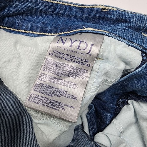 NYDJ Briella Bermuda Denim Shorts Size 8 Blue Lift Tuck Technology Rolled Cuff - Picture 4 of 9