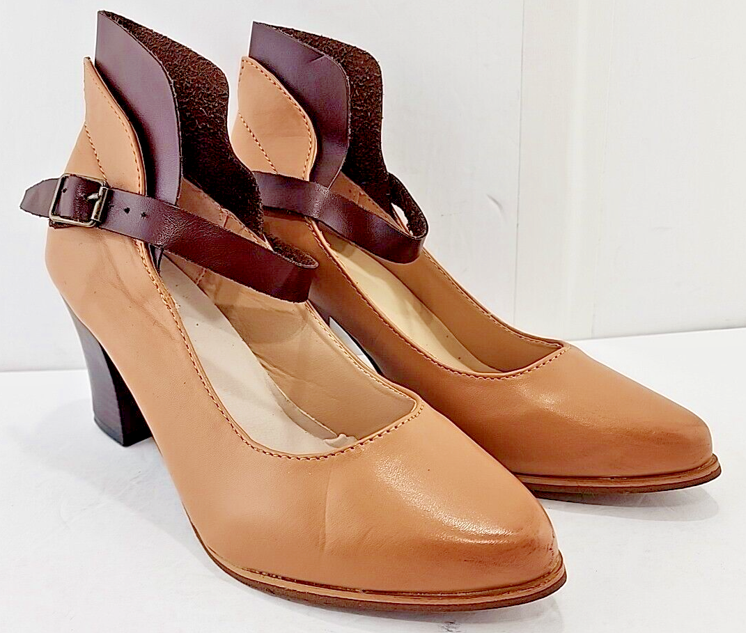 Fashion Feet womens ankle buckle strap dress shoes Size 9M Tan & Brown NEW Fashion Feet womens ankle buckle strap dress shoes Size 9M Tan & Brown NEW