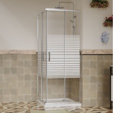 BOX CABINA DOCCIA ANGOLARE BAGNO IN CRISTALLO VETRO APERTURA SCORREVOLE 2 LATI