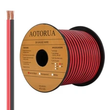 100FT 18/2 Gauge Red Black Cable Hookup Electrical Wire, 2 Conductor Parallel